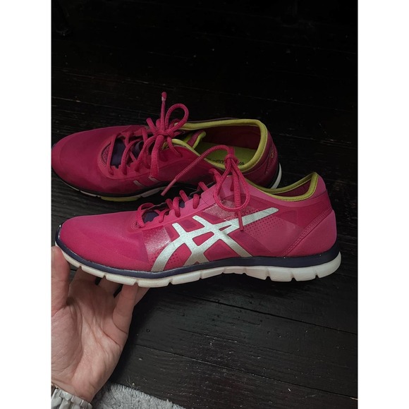 Asics Pink and Purple Athletic Shoes 9 - Picture 2 of 7